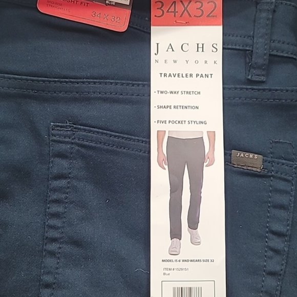 Jachs New York Men's Straight Fit Mid-Rise 5 Pocket Traveler Pant - Picture 3 of 3